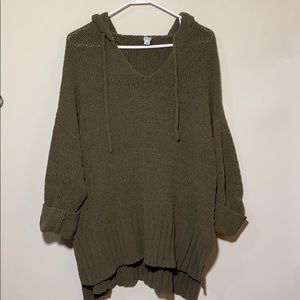 Aerie v-neck green sweater/hoodie. Size S!